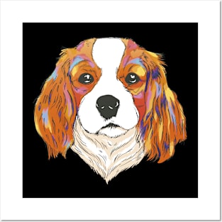 Colorful Cavalier King Charles Spaniel Watercolor Art Posters and Art